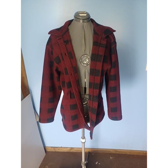 Authenic One Step Up Performance Fleece Button Up Plaid Size Large Red & Black - Picture 2 of 8